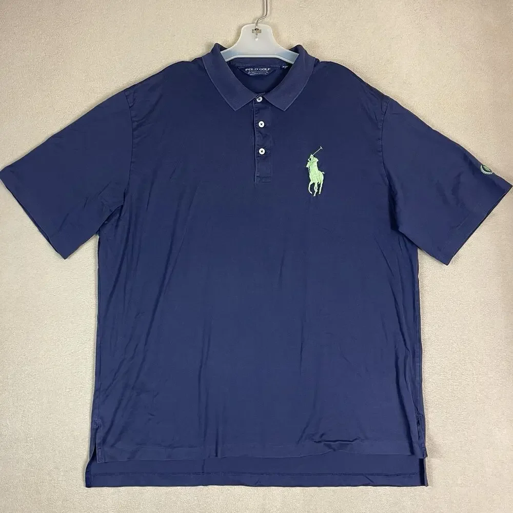 Polo Ralph Lauren Golf Polo Shirt Mens XL Blue Embroidered Big Pony Short Sleeve